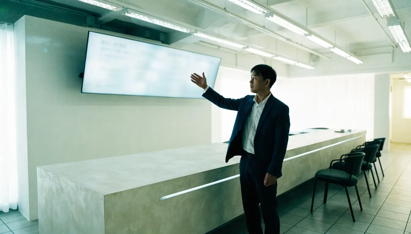 관리형 AI 서비스를 검토하며 화면을 바라보는 담당자